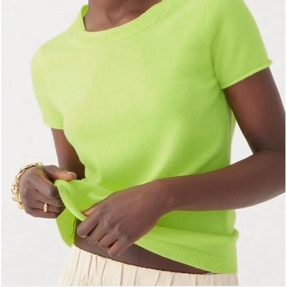 J. Crew Relaxed Cashmere T-shirt Size S Color Neon Green Style#BG648